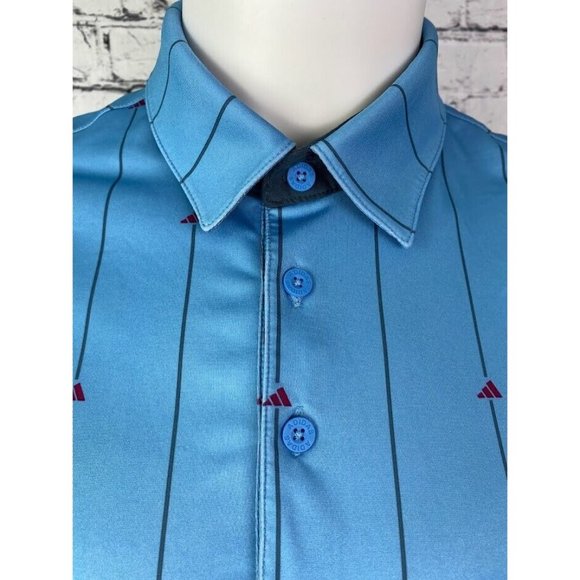 Mens adidas Golf Polo Shirt Short Sleeve Collared sz L Blue - Picture 6 of 11